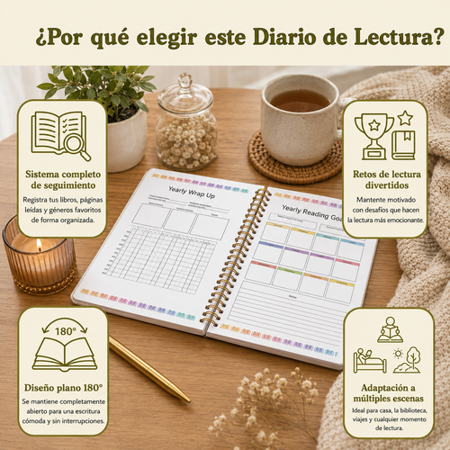 Diario de Lectura Estantería Floral